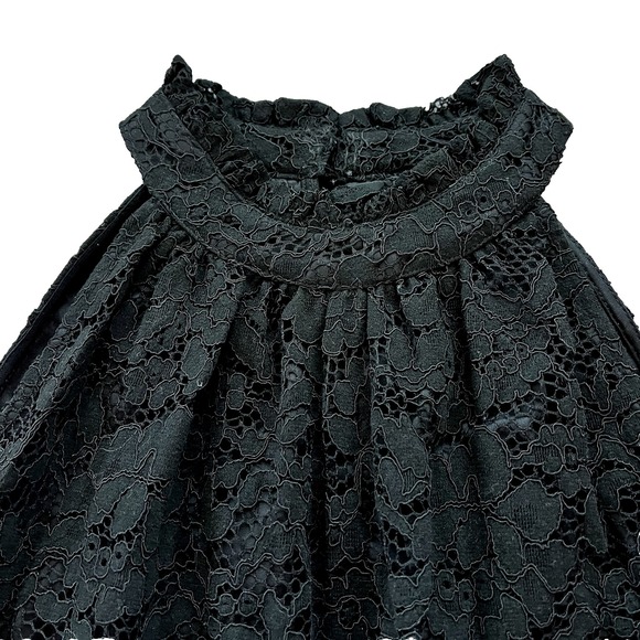 Simply Vera Wang Lace Top Women XS 0 2 Sleeveless Black High Neck Halter Party - Picture 2 of 6